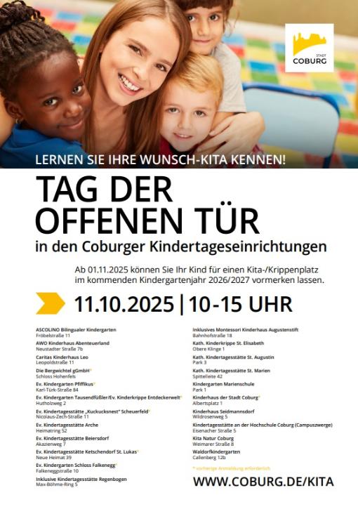 Plakat Tag der offenen Tür der Coburger Kindertageseinrichtungen
