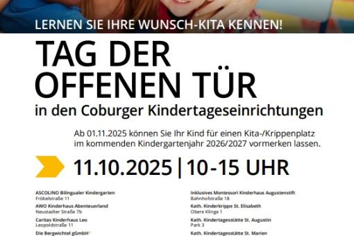 Plakat Tag der offenen Tür der Coburger Kindertageseinrichtungen